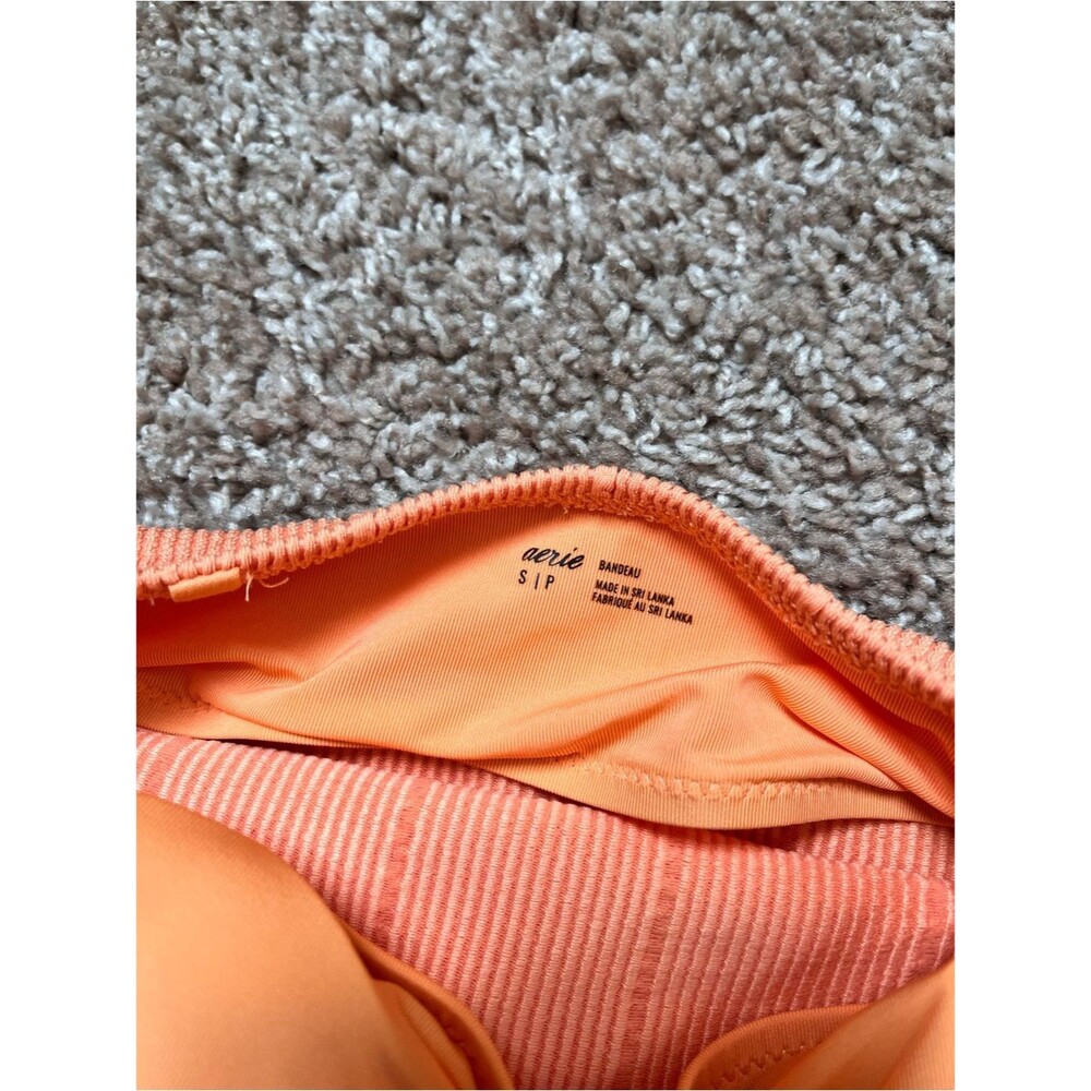 aerie Coral Textured Strapless Bikini Set - Picture 6 of 9